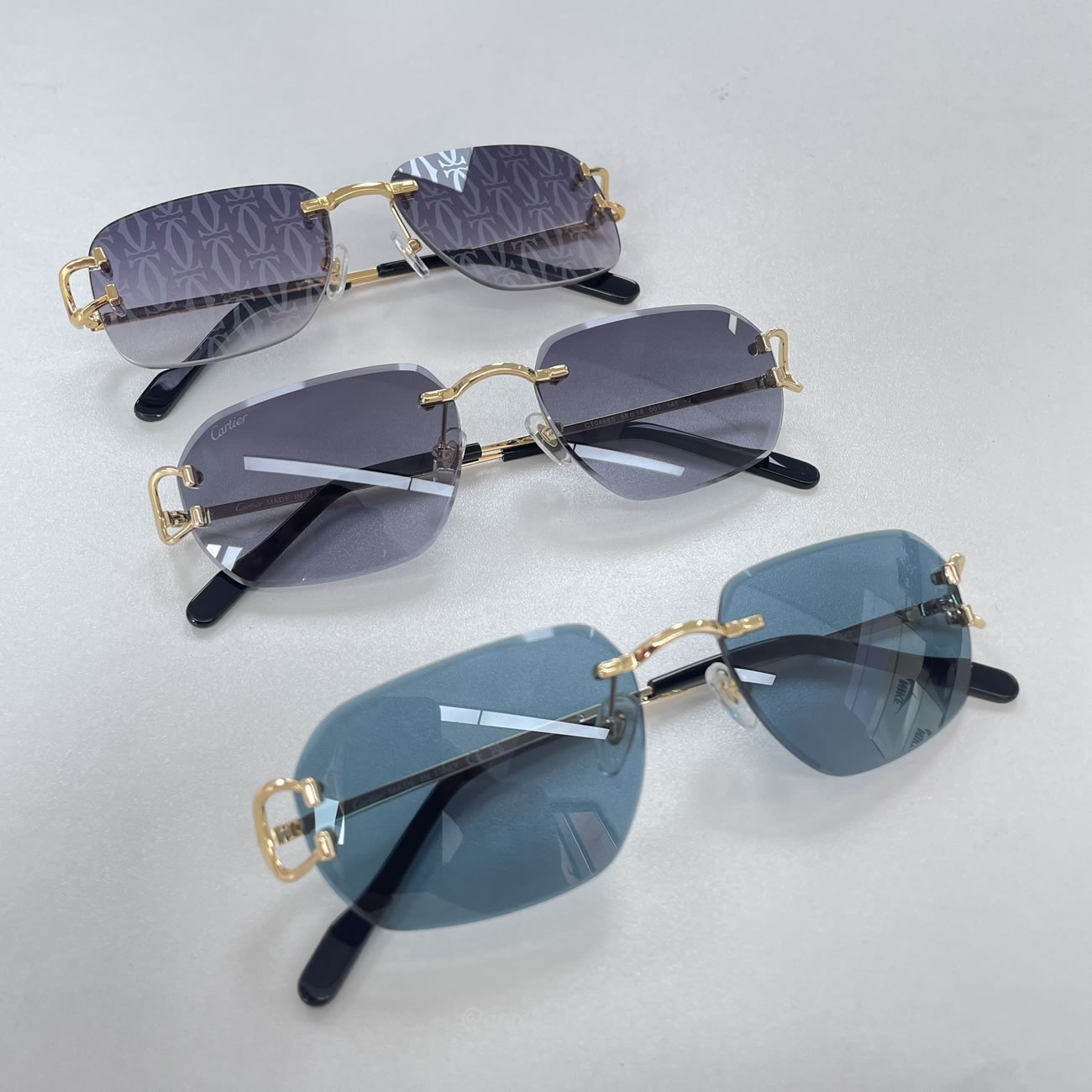 Cartier Eyewear Rimless Rectangle Frame Sunglasses (9) - www.newkick.vip